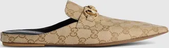 Gucci Womens Ragazzo Mule, Beige, GG Canvas