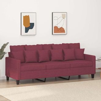 vidaXL Divano a 3 Posti Rosso Vino 180 cm in Tessuto - Vidaxl