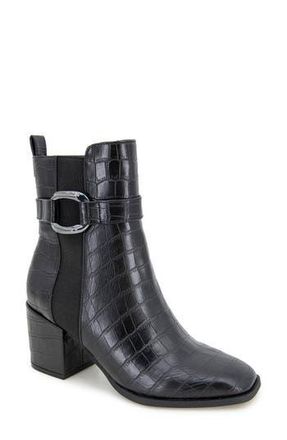 Kenneth Cole Reaction Emerson Block Heel Bootie in Black Croco at Nordstrom Rack, Size 7.5