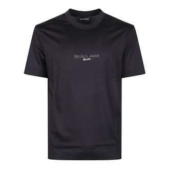 Emporio Armani Lettering Logo T-Shirt - Heren - T-shirts - Blauw - XL - Katoen - Tops