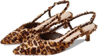 Loeffler Randall Tyson Smocked Sling Back Kitten Heel Womens Shoes Leopard : 5.5 B - Medium, Synthetic