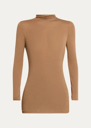 Lafayette 148 New York Elongated Viscose-Cashmere Jersey Turtleneck