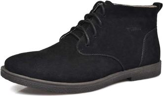 Generic Mens Ankle Boot Dress Casual Suede Leather Chelsea Boots Tuxedo Comfortable Fashion Formal Chukka Boots for Men (Black plush,11.5)