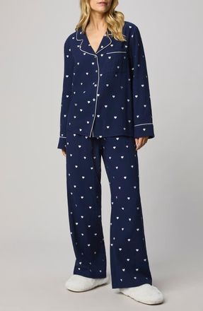 Splendid Lottie Love Cotton Gauze Pajamas in Navy Blue/White at Nordstrom, Size X-Small