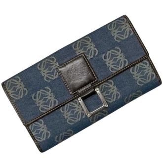 Loewe Pre-owned Long wallet (bi-fold) - Dames - Pre-owned - Blauw - Maat: ONE Size Denim