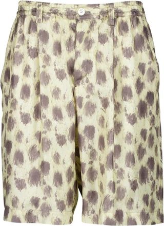Marni Luipaardprint Zijden Bermuda Shorts - Heren - Korte Broeken - Veelkleurig - M - Rayon - Korte Broeken