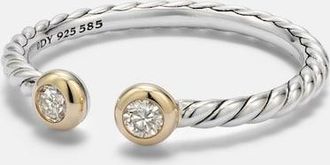 David Yurman Cable Open sterling silver and 14kt gold ring with diamonds