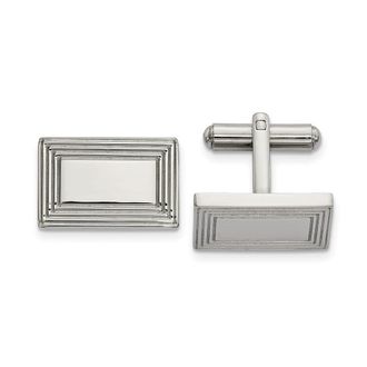 Diamond2Deal Stainless Steel Polished Rectangle Cufflinks