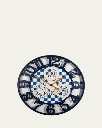 MacKenzie-Childs Royal Check Farmhouse Large Wall Clock
