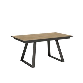 Itamoby Mesa extensible 90x160/220 cm efecto madera roble natural, hierro