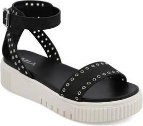 Mia Evelin Ankle Strap Platform Sandal in Black/silver at Nordstrom Rack, Size 9