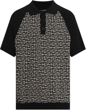 Balmain Monogram Polo - Heren - Polos - Zwart - L - Katoen - Tops