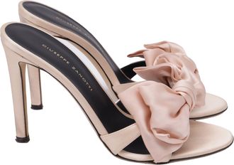 Giuseppe Zanotti Hanna Bow Slide Sandal Heels in Pink Satin