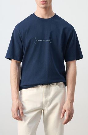 Mango x Fantastic Man Logo Graphic T-Shirt in Ink Blue at Nordstrom, Size X-Large