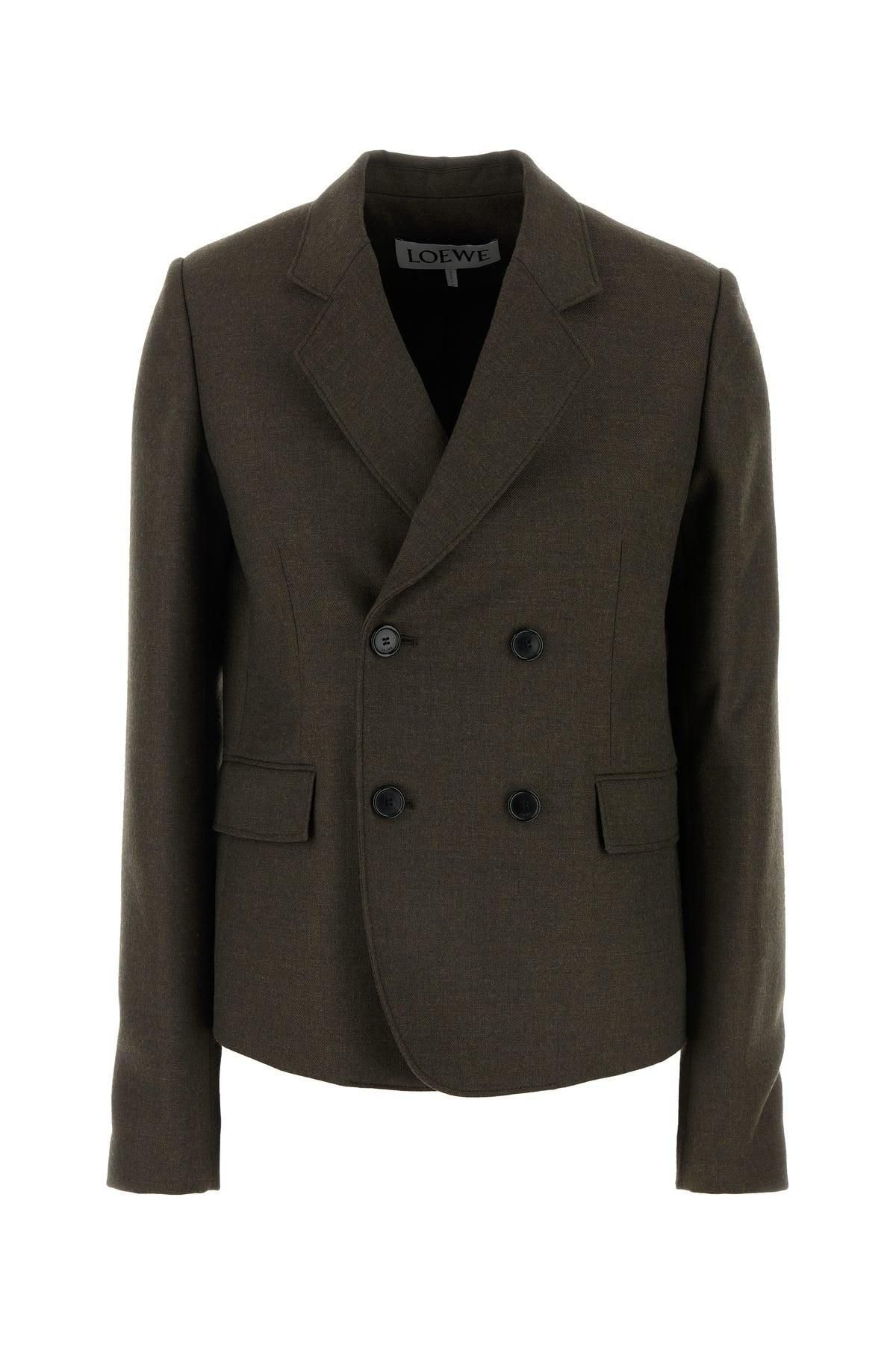 Loewe Light gray single-breasted jacket in wool from