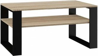 Hucoco Hucoco - Asisa - Mesita Rectangular Estilo Loft - Dimensiones 90x58x50 Cm - Mesita Con Balda