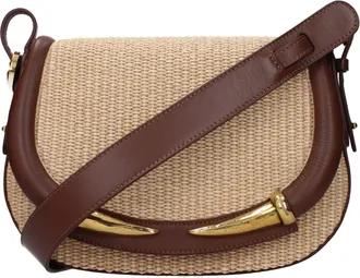 Roberto Cavalli Beige Raffia Crossbody Womens Bag