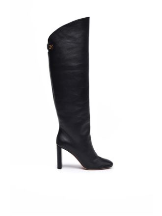 Maisons Skorpios Black Leather Rubber Womens High Boot