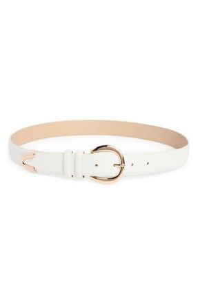 Linea Pelle Round Buckle Belt in White at Nordstrom Rack, Size X-Large