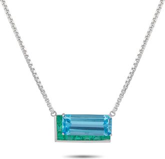 Luxury Bazaar Platinum and 18K White Gold 1.20ct Emerald and Topaz Necklace MF02-041326