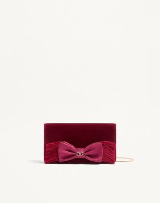 Valentino Garavani Mini Borsa A Tracolla Vlogo Signature In Velluto Donna BORDEAUX UNI