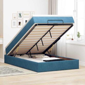 vidaXL Estructura De Cama Otomana Colch&oacute;n Terciopelo Azul Oscuro Vidaxl