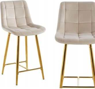 OEM Taburete De Terciopelo Beige H1-fx (estructura Dorada)