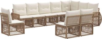 vidaXL Conjunto De Sof&aacute;s De Jard&iacute;n 10 Uds. Beige Y Blanco Crema Vidaxl