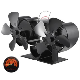 OEM Ventilador De Estufa Con Doble Motor, 10 Aspas, Alimentado Por Calor, No El&eacute;ctrico Y Silencioso, Para Estufas De Le&ntilde;a/pellets/troncos, Color Negro