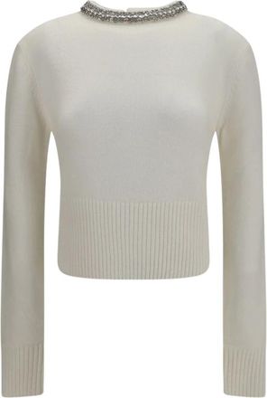 Pinko Berlino Trui - Dames - Ronde hals truien - Wit - S - Wol - Truien & Vesten