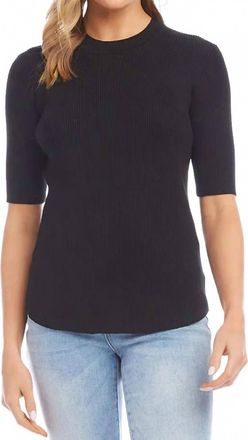 Karen Kane Brissa Short Sleeve Ribbed Sweater In Black