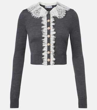 Self Portrait Lace-trimmed wool cardigan