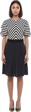 Stella McCartney BlackWhite Stripes Round Neck Dress