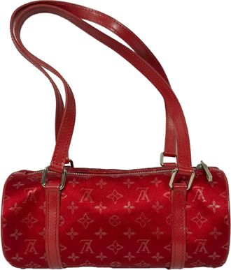 Louis Vuitton Pre-owned Womens Mini Papillon Barrel Shoulder Bag in Red Satin - Burgundy - One Size