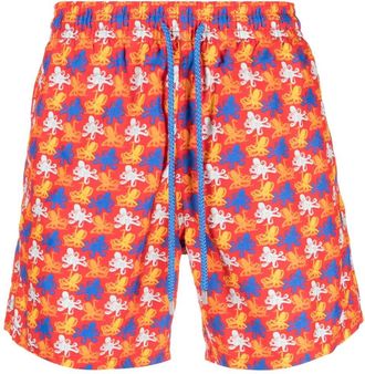 Vilebrequin logo-patch swim shorts - men - Polyamide/Polyamide - L - Red