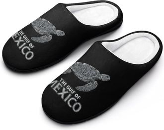 Generic Gulf of Mexico Stay Salty Resistance Funny Mens Cotton Slippers Soft Non-Slip Rubber Sole House Slipper Indoor Outdoor