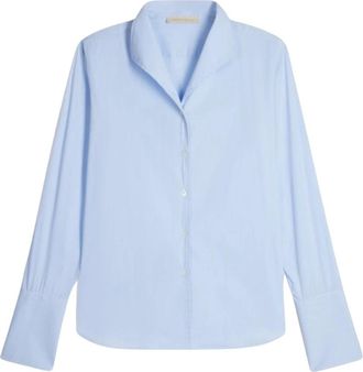 Vanessa Bruno Maxell Wolf Wom Knit - Dames - Overhemden - Blauw - XS - Wol - Overhemden