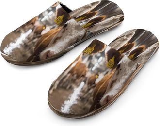 Generic Cow Foot-bath Mens Cozy Memory Foam Slippers Warm Cotton House Shoes Comfy Slipper for Indoor Outdoor