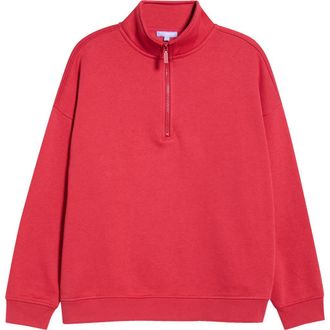 Florence By Mills Cozy Crush Half-Zip Cotton Blend Sweatshirt in Lucky Red at Nordstrom, Size Xx-Small