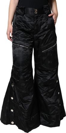 Dolce & Gabbana Black Quilted High Waist Women Wide Leg Womens Pants (Pre-Owned)