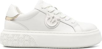 Pinko Beige Yoko 12 Minimalist Leather Sneakers
