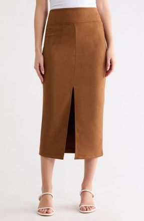 Renee C Faux Suede Midi Skirt in Camel at Nordstrom Rack, Size X-Small