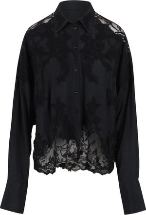 Ermanno Scervino Bloemen geborduurde viscose blouse - Dames - Overhemden - Zwart - M - Overhemden