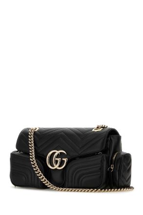 Gucci Womens Black Leather Small Gg Marmont Shoulder Bag Borse A Tracolla