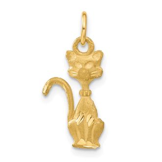 Diamond2Deal 14k Yellow Gold Satin Tom Cat Charm Pendant