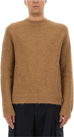 Jil Sander Trui met ronde hals - Heren - Ronde hals truien - Beige - L - Truien & Vesten