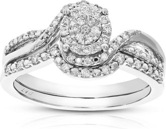 Vir Jewels 1/4 cttw Lab Grown Diamond Wedding Bridal Set in Sterling Silver For Women