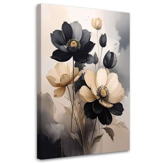 Feeby Impresi&oacute;n De Imagen Flores En Beige Y Negro (bot&aacute;nica) 70x100