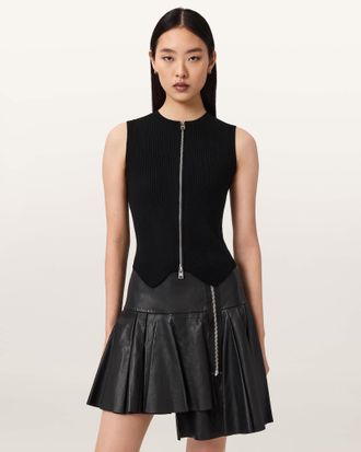 AllSaints Cruz Zip Slim Fit Vest