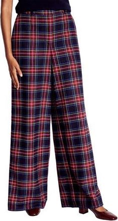 Boden Belgravia Plaid Wool Blend Pants in Navy Green And Red Check at Nordstrom Rack, Size 0